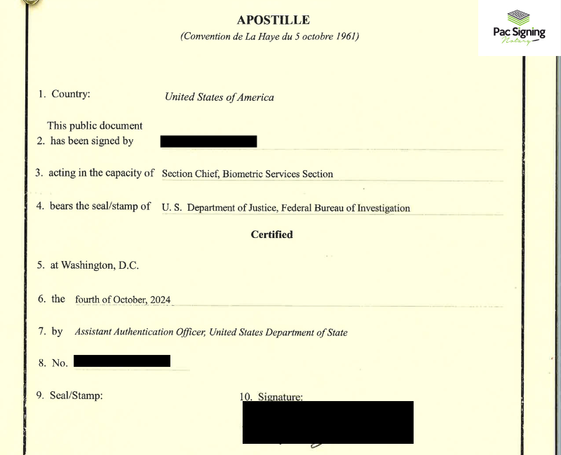 FBI background check with apostille oregon